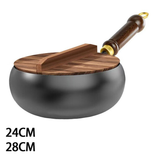 (28CM) Iron Ancient Style Large Belly Pot For Versatile Cooking Etc. With 2