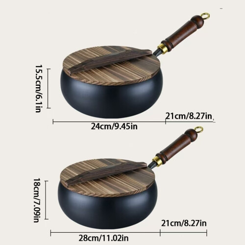 (28CM) Iron Ancient Style Large Belly Pot For Versatile Cooking Etc. With 1