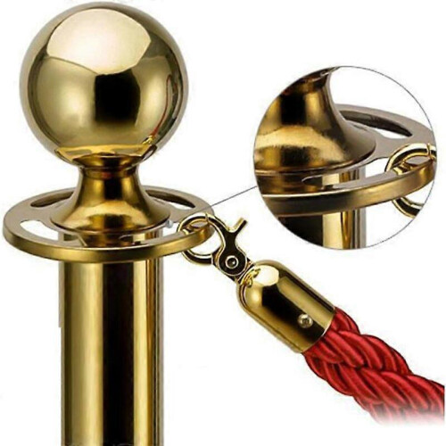 Barrier rope with gold hooks, queue divider, guide rope for management system, 1.5 m red 2
