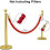 Barrier rope with gold hooks, queue divider, guide rope for management system, 1.5 m red 2