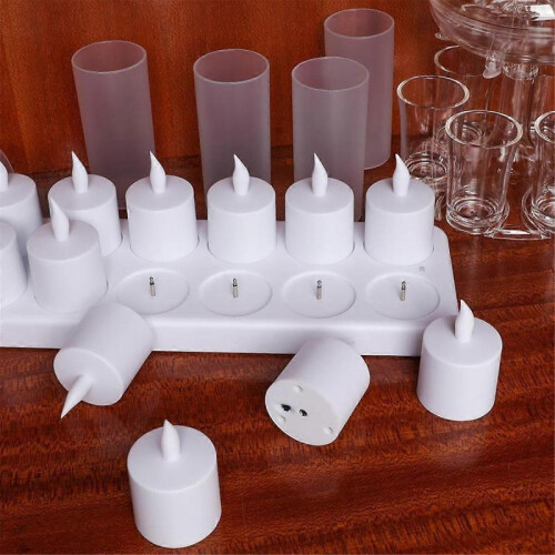 Flameless Candles with Remote Control & Charging Base, 12pcs USB Rechargeable Battery LED Tea Light 1