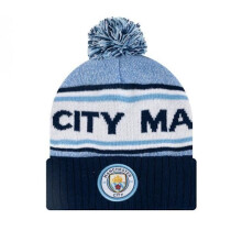 (blauw-Manchester City) Trendy gebreide voetbalclubpet, koudebescherming en warme wollen muts voor de