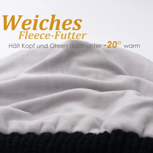 Damenmütze, warme Wintermütze mit weichem Innenfutter, gefütterte Strickmütze 1