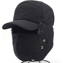 Herren Winter Fliegermütze, Winddichte warme Wintermütze mit Ohrenklappen, Herren Baseball Cap Schirmmütze