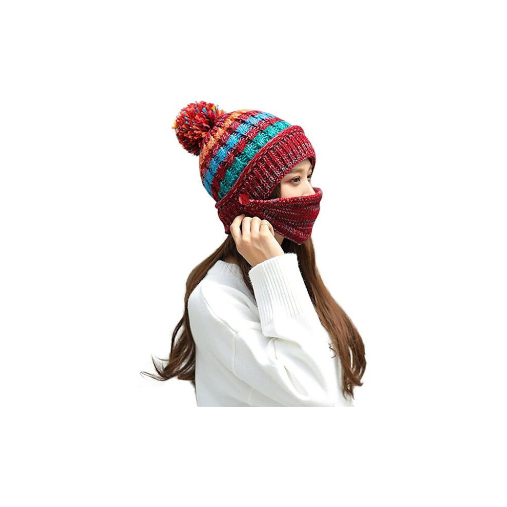 Ensemble bonnet et écharpe en tricot rouge pour femme, hiver, crochet épais