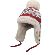 Damen Wintermütze mit Ohrenklappen, warme Fleece-gefütterte Mütze mit Ohrenschützern, Schneemützen