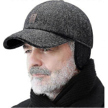 Heren wintermuts, verstelbare warme sportgolf baseballpet met oorkleppen, dik (LGL) zwart