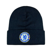 (Chelsea) Fußballfans Club-Emblem, gestrickte Wintermütze, Stretch-Mütze, Chelsea – Schwarz, Chelsea