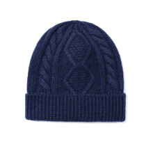(Marineblau) Winterwolle Damen Strickmütze Verdickte Twist Beanie Kaschmirgefühl M Jacquard Beanie