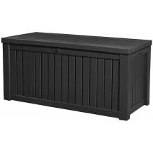 Homeology TUNGSTEN 450 Litre 119 Gallon Waterproof Extra Large Lockable Easy-Open Garden Storage Box in Black