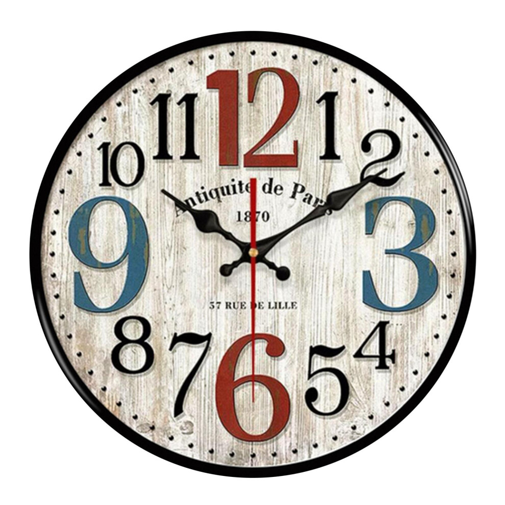(Style D) Vintage Silent Wall Clock Retro For Living Room Wood Particle Board-image-OPC-PJVJ8PZ-NEW