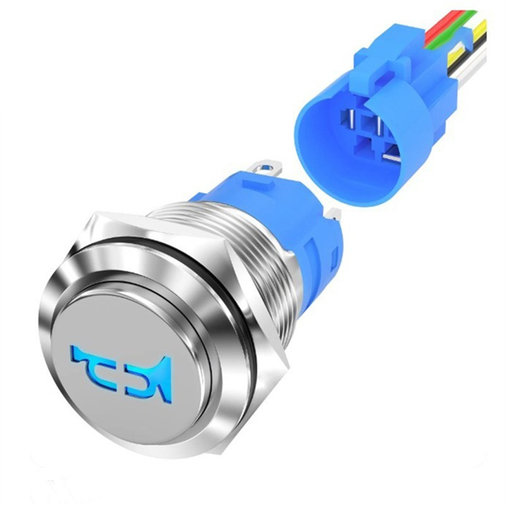 16Mm Horn Switch Marine Horn Button Switch 12V Black/Blue 4711467068095