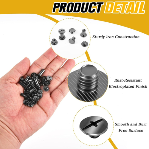 Binding Screws Assorted Kit,M5x4/5/6/8/10/12mm Book-Binding Rivets 2