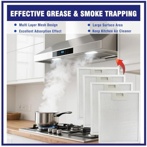 4Pcs Range Hood Grease Filter Replacement for RM523004 2