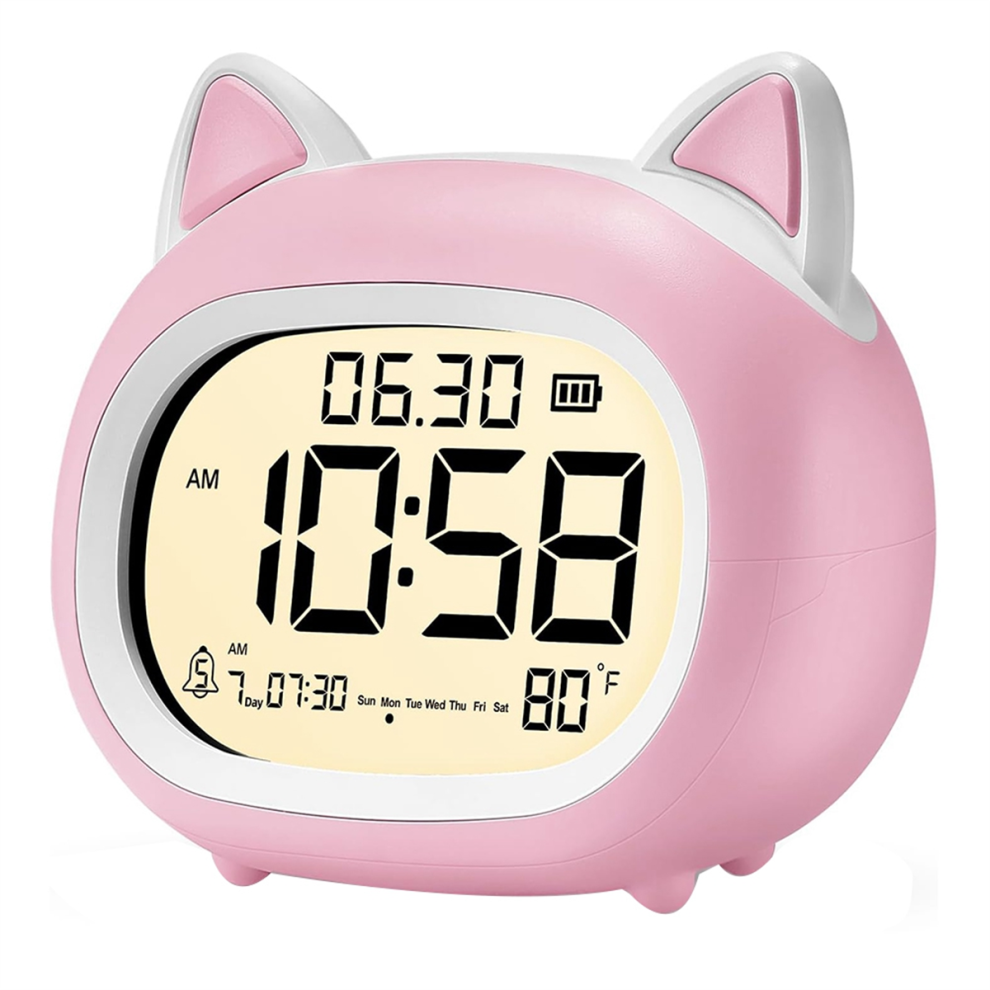 Kids Alarm Clock With Night For Kids,Digital Alarm Clocks Light/Pink