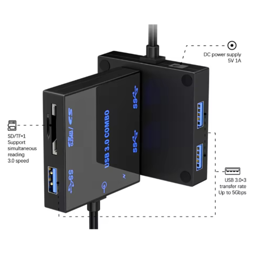 USB 3.0 Five in One Expansion Dock Portable USB 3.0 Light Emitting 2