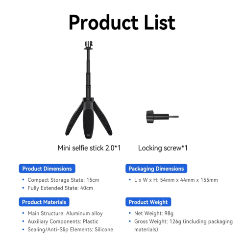 Foldable Selfie Stick Tripod Adjustable Length for Gopro13 1