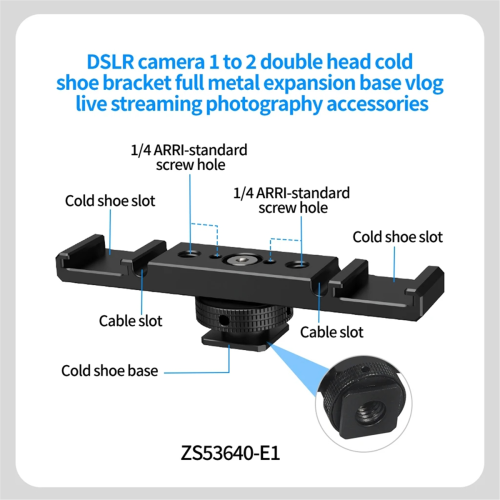Dual Cold Shoe Mount Bracket 1/4 Arca for DSLR Camera C 1