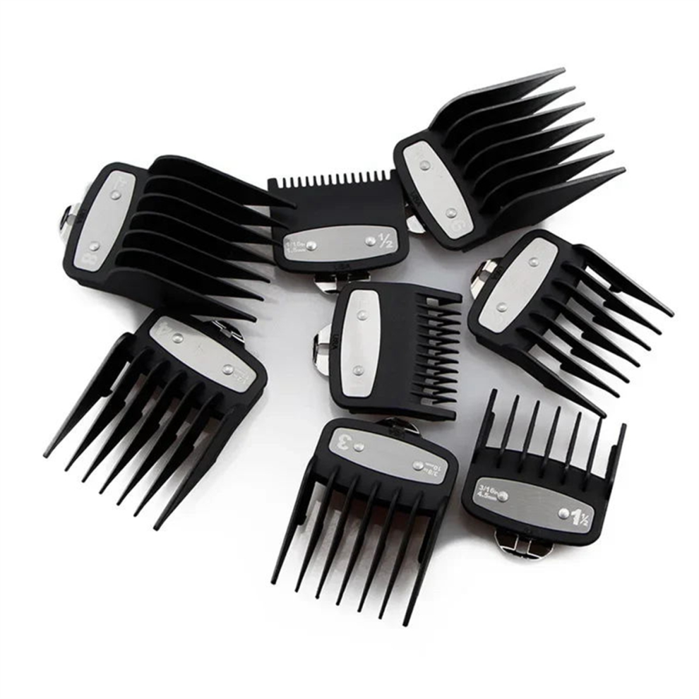 8Pcs Professional Limit Comb Cutting Guide Combs Set Black