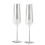 Elegant Pearl Crystal Champagne Glasses with Cursive Script Design 1