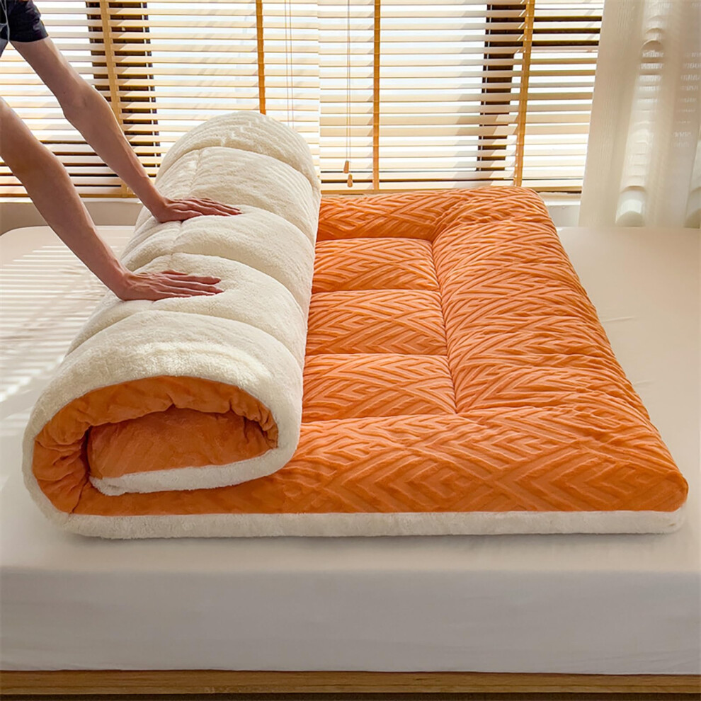 Japanese Floor Mattress Full Size Futon Mat 180x200 cm Breathable Soft Roll Up Portable Student Dormitory Mattress Orange-image-OPC-PJVJY7Y-NEW