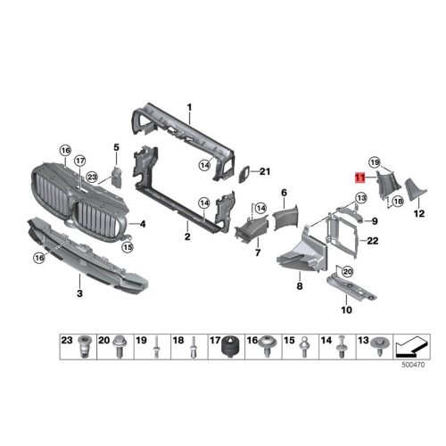 Car Front Side Inner Air Duct for 7 Series G11 51747347375 Left 2
