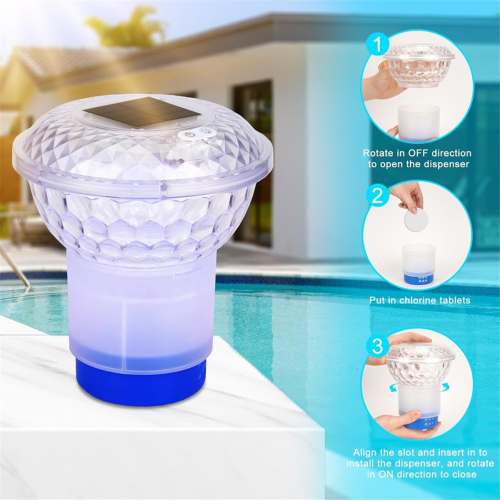 Solar-Powered Chlorine Floater with Colorful Lights 2