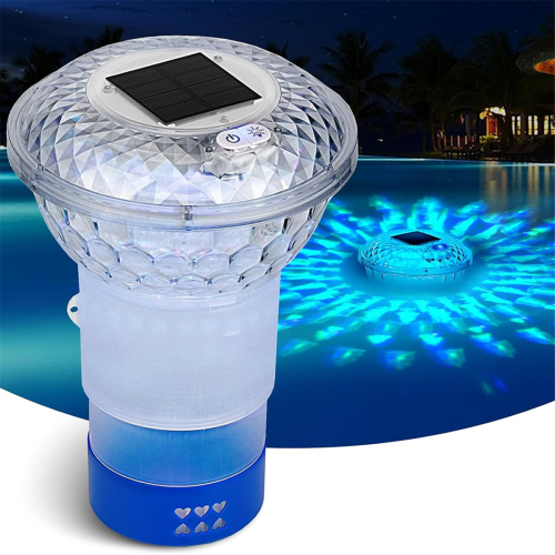Solar-Powered Chlorine Floater with Colorful Lights