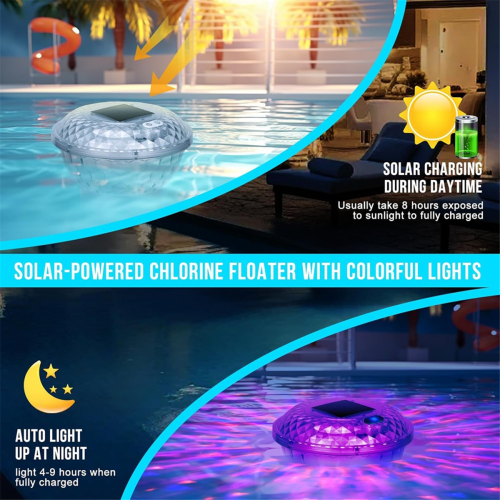 Solar-Powered Chlorine Floater with Colorful Lights 1