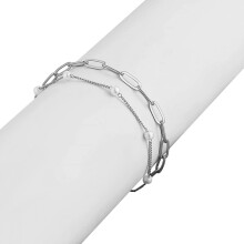 Dainty Adjustable Pearl Chain Ankle Bracelet for Women, Creative Handmade Double Layer Foot Jewelry, Fashionable Gabelring Set