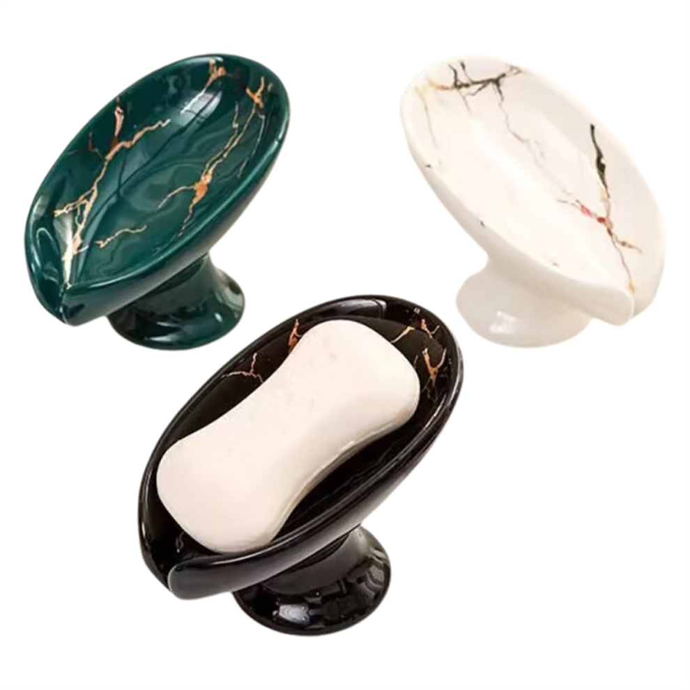 Ceramic Leay Shower Soap Holder, Bathroom Kitchen Supplies Shape Box-image-OPC-PJVK6FT-NEW