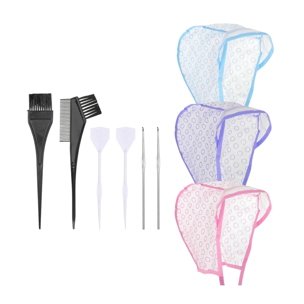 Hair Highlighting Caps, Bleach Cap Coloring Frosting Dye Kit