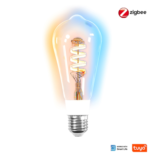 Tuya Zigbee Smart ST64 LED Light Bulbs 2700K-6500K Dimmable 1