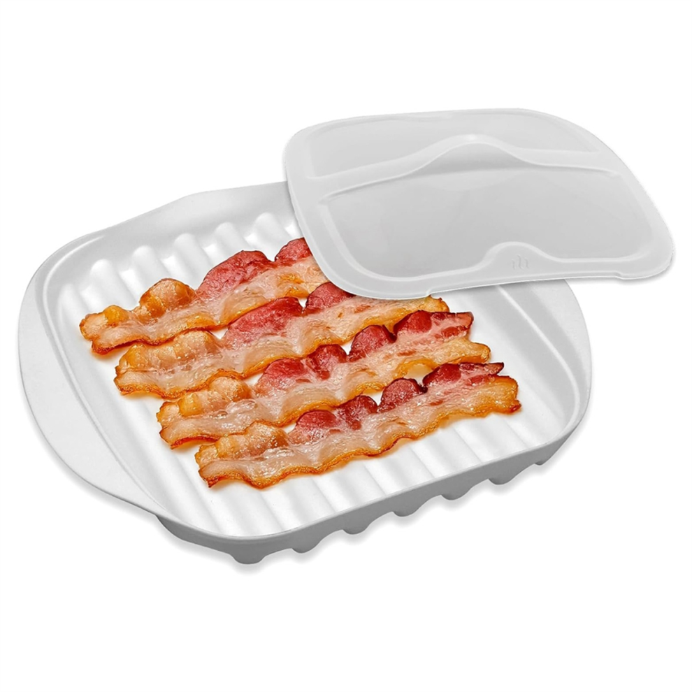 Microwave Bacon Tray with Lid Plastic Bacon Cooker