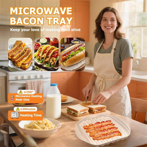Microwave Bacon Tray with Lid Plastic Bacon Cooker 1