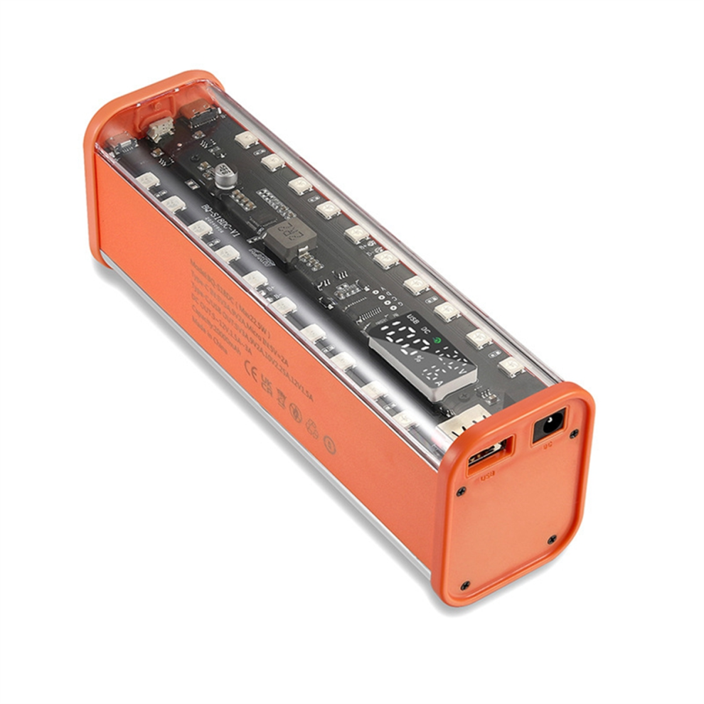 8 Slots 18650 Power Bank Case 22.5W Fast Charging Diy Orange 4711585191187