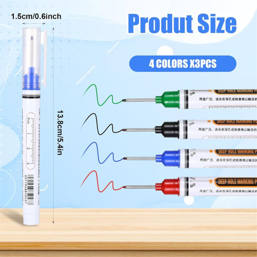 12 Pcs Multipurpose Deep Hole Marker Pens, Long Head Deep Hole Marker 1