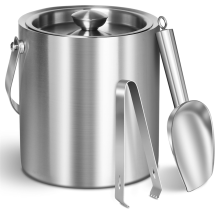Ice Bucket with Lid & Tong Stainless Steel 2L
