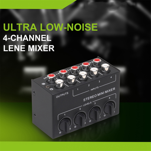 Audio Mixer Mini Stereo 4-Channel Passive Mixer Microphone 2