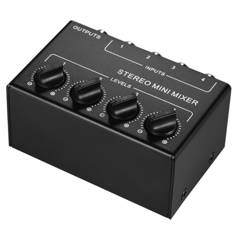 Audio Mixer Mini Stereo 4-Channel Passive Mixer Microphone