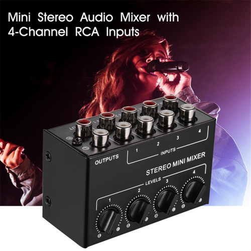 Audio Mixer Mini Stereo 4-Channel Passive Mixer Microphone 1