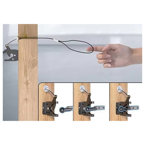 Door latch with spring puller fence lock 2