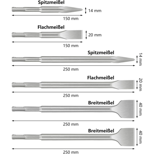 SDS Plus Chisel Set,6pcs Tile Chisel Spade Chisel Drill Hammer Chisel 1