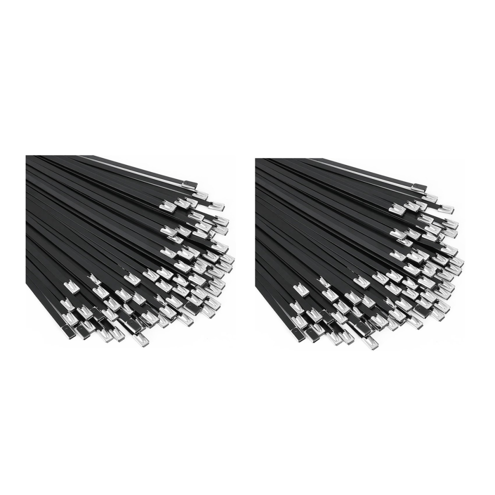 Metal Zip Ties Black 200Pcs 11.8 Inch 304 Stainless Steel Cable Tie 4711585139608