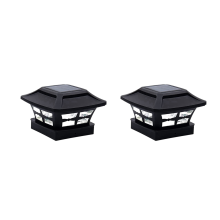 2X Solar Post Cap Lights for Wooden Posts Garden Decoration Black