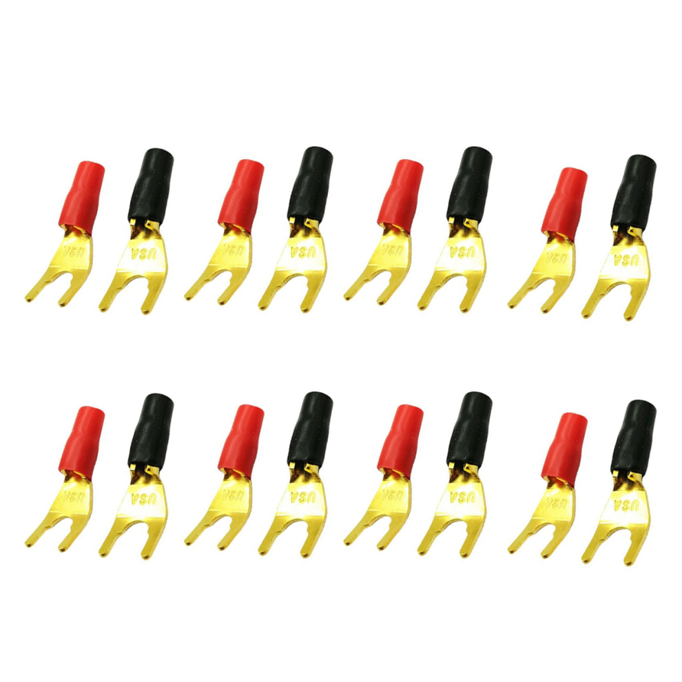 8Pcs/4Pairs "Y" "U" Spade Banana Connectors Gold Plated Fork Adapter 4711585143278