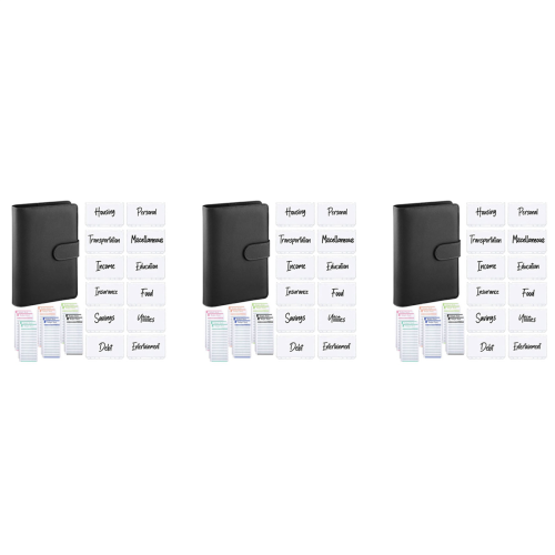 25Pcs A6 PU Leather Budget Binder Set, Binder Cover Planner Black