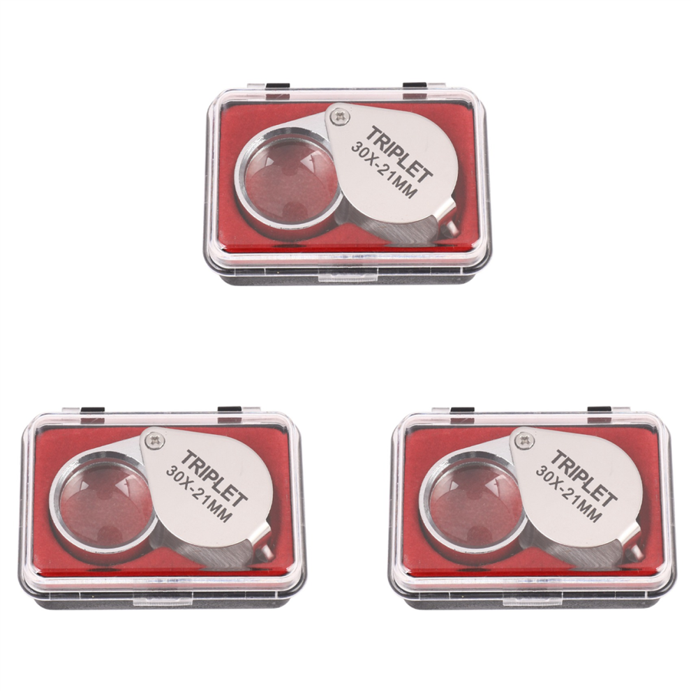 Gold Portable 30X Power 21Mm Jewelers Magnifier Eye Loupe Glass