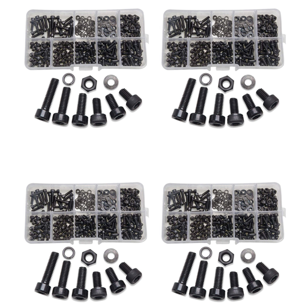 300 Pcs Hex Bolts Nut And Washer M3 Tool Kit With Plastic Box (Black) 4711585121207