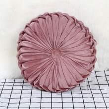 (Dark Pink) Plush Round Pleated Pumpkin Pillow Couch Cushion Floor Pillow For Home Decor